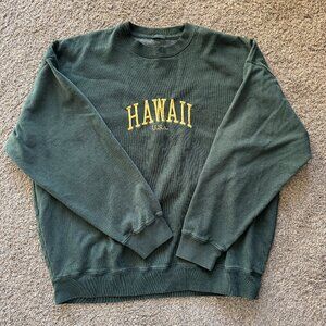 Brandy Melville John Galt Oversized Stitched Crewneck Sweatshirt Green Hawaii